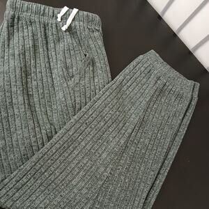 Grey Ribbed Fleece Lounge Pant Joggers 2XL soft pockets tapered cuff PJs sleep